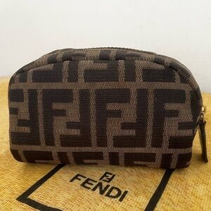 FENDI FF Zucca Monogram Cosmetic/Vanity Pouch Italy EUC Circa1980’s-1990’s